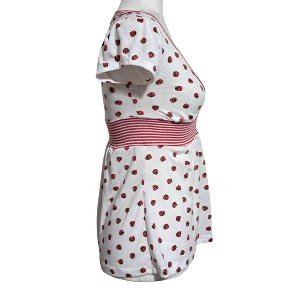 Y2K Forever 21 Strawberry McBling Babydoll Top Made in USA Small Candy Stripe Em - Picture 8 of 8